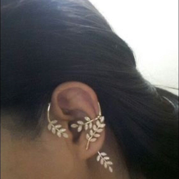 Gold Leaf Design Ear Climber Cuff earring 1 piece - Picture 12 of 14